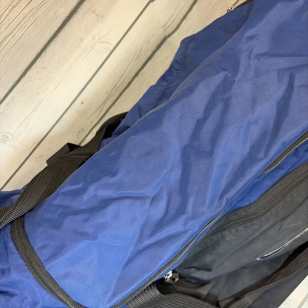 VTG 90s Y2k 2000s NIKE Swoosh Logo Blue Black Gym Travel Duffle Bag